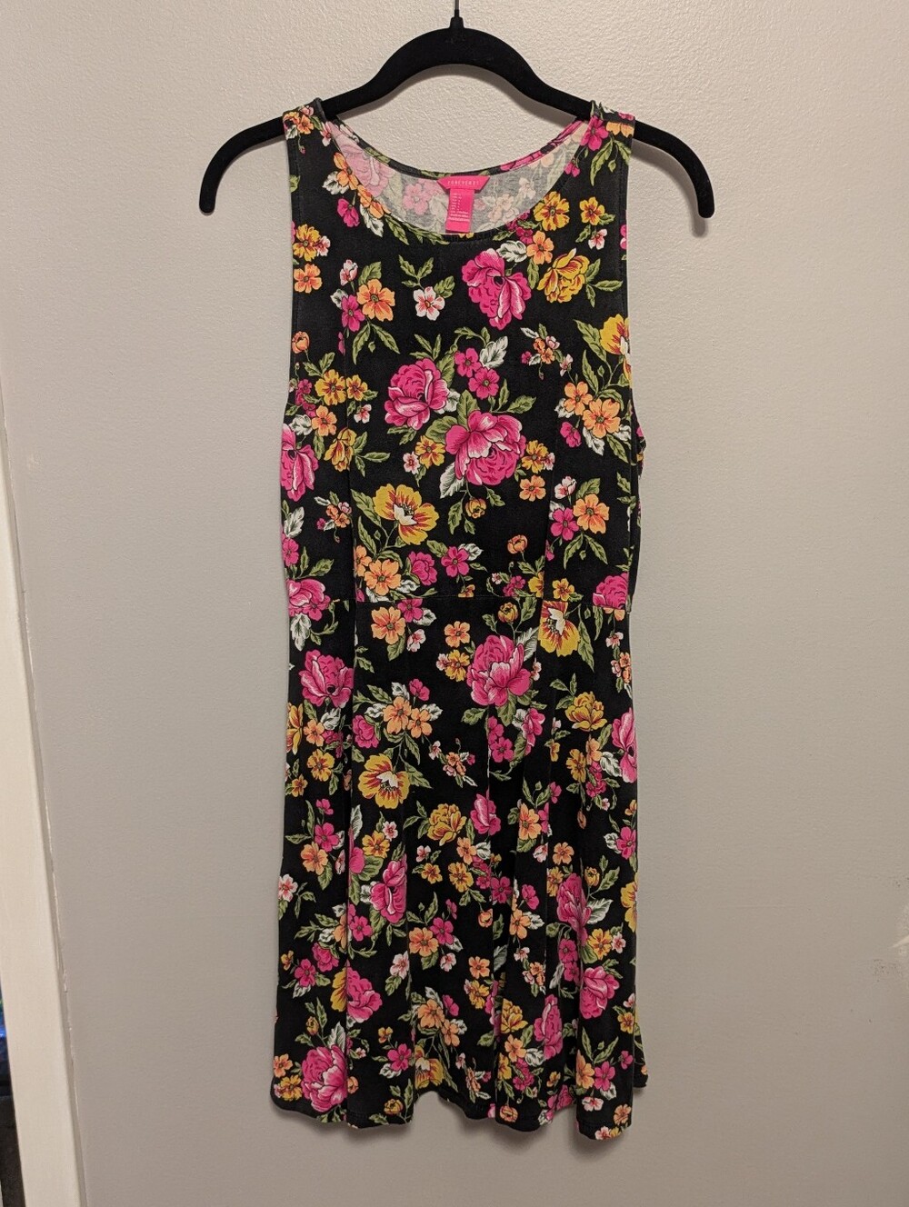 Forever 21 Pink Floral Fit And Flare Mini Dress